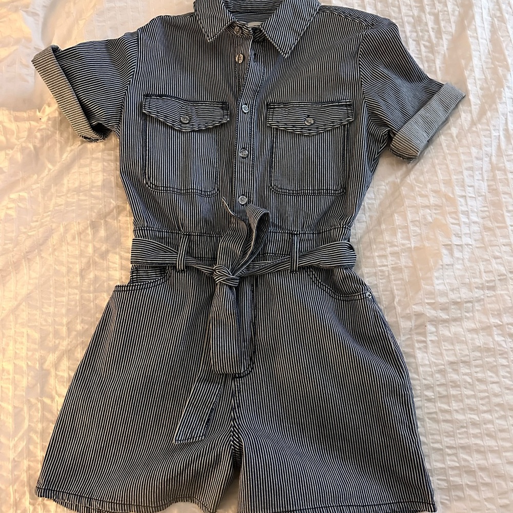 Striped Denim Romper